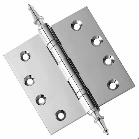 Embassy 4 x 4 Solid Brass Hinge, Polished Chrome Finish with Steeple Tips 4040BBUS26S-1